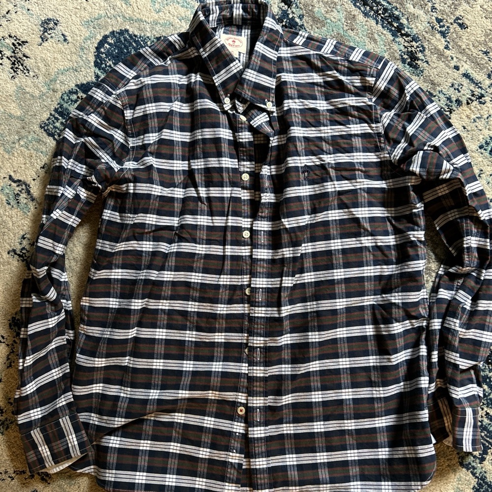 Brooks Brothers Black and White Plaid Casual Shirt
